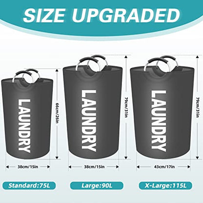 115L Large Laundry Basket, Dirty Clothes Waterproof Laundry Hamper, Grey - color: Grey, size: 115L
