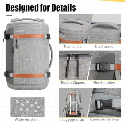 42L Carry On Travel Backpack With 4 Packing Cubes, TSA Friendly - color: Grey