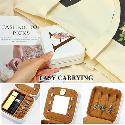 Parima Granddaughter Gifts - Grandkids Birthday Gifts, Personalized Gift for Granddaughter, White Initial Travel Jewelry Case Jewelry Box - Letter W, White - color: White, size: W