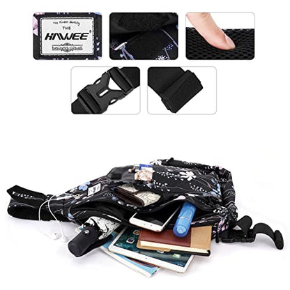 Backpack Sling for Women Anti-Water Crossbody Bag Inclined Adjustable Pack - color: Dreamy Flower