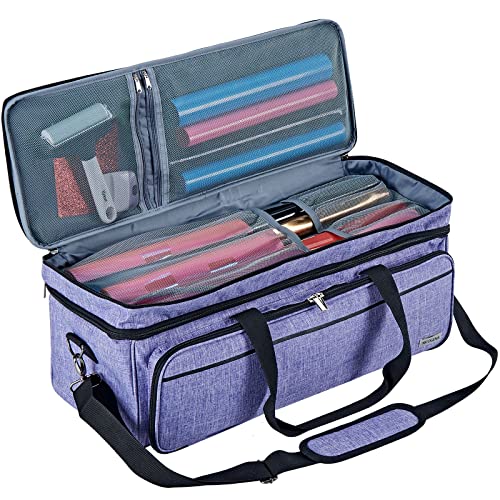 Double Layer Carrying Case with Mat Pocket for Cricut and Tools - color: III-Purple (Double Layer with Mat)