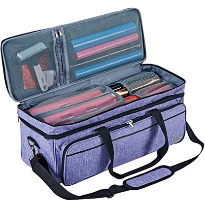 Double Layer Carrying Case with Mat Pocket for Cricut and Tools - color: III-Purple (Double Layer with Mat)