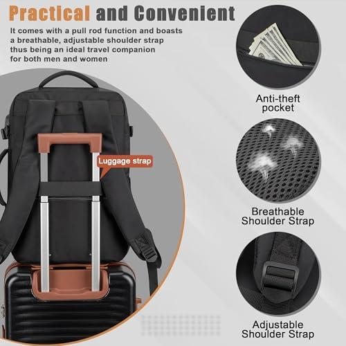 40L Travel Backpack, Flight Approved Carry On Laptop Backpack - color: Black, size: Large
