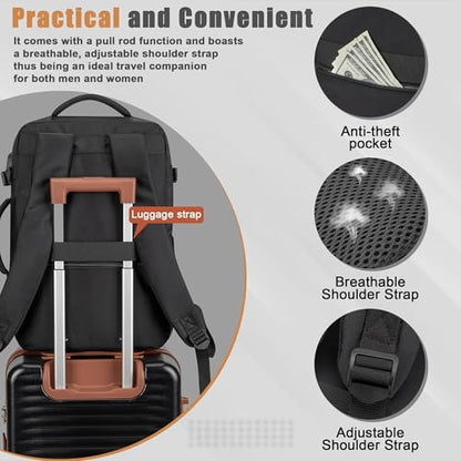 40L Travel Backpack, Flight Approved Carry On Laptop Backpack - color: Black, size: Large