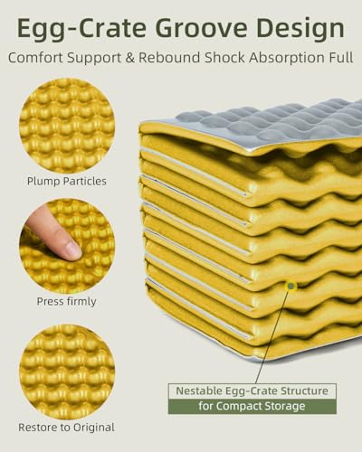 Abahub Foldable Foam Camping Sleeping Pad - color: Yellow -2 Packs