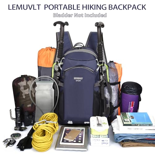 22L Lightweight Hiking Daypack with Waist Pocket Biking Skiing Travel - color: Navy