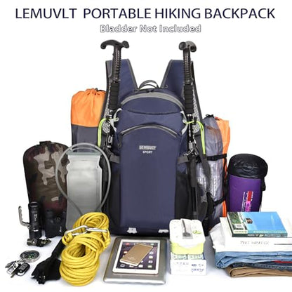 22L Lightweight Hiking Daypack with Waist Pocket Biking Skiing Travel - color: Navy