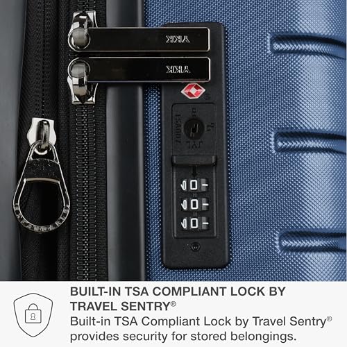 Traveler's Choice Archer Polycarbonate Hardside Spinner Luggage Set, Blue, Carry-On 21-Inch, Tie Down Straps - color: Blue, size: 1-Piece (Carry-On 21-Inch)