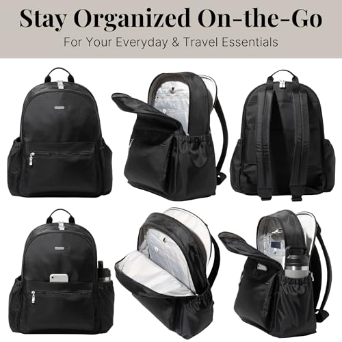 Baggallini Essential Laptop Backpack - 16x12 Inch Travel Backpack with 16" Laptop Sleeve - Lightweight Luggage Backpack - color: Black