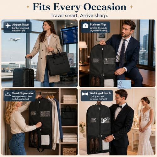 43" Suit Travel Garment Bags 2 Pack, Zipper Covers with Shoe Pocket - size: VAR-GarmentBag-43inch-2P-2