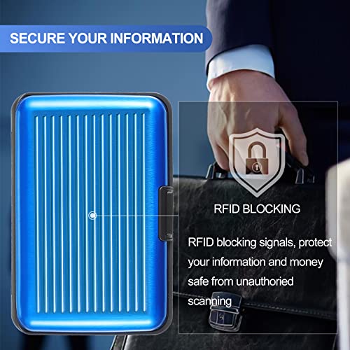 BBTO 2 Pack Slim Rfid Blocking Aluminum Credit Card Holders,Red, Blue - color: Red, Blue