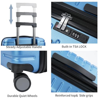 EMPSIGN Carry On Luggage with Spinner Wheels, 20-Inch, Light Blue - color: LIGHT BLUE
