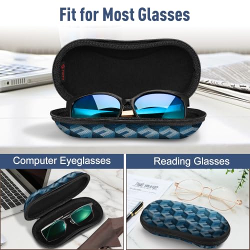 FINTIE Sunglasses Case, Hard EVA Shell Shockproof Sport Glasses Case - color: Z-blue Cubes