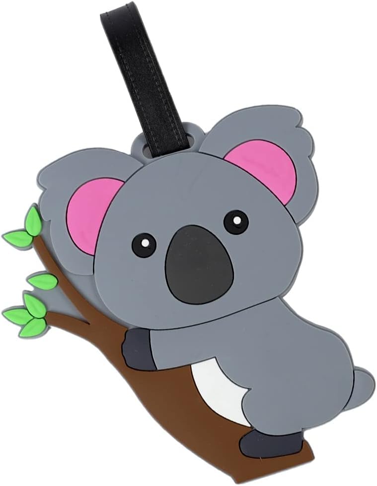 Koala Luggage Tag - Cute Grey Suitcase Identifier for Travel (Grey Koala)