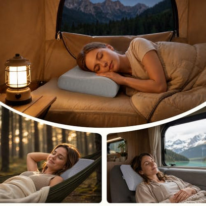 Vekkia Travel Pillow, Portable Memory Foam Camping Pillow with Dual-Height - size: Large