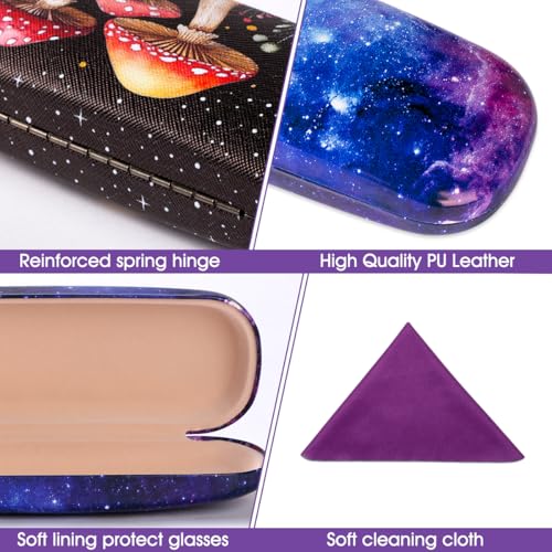 PERFECTSIGHT Hard Shell Eyeglasses Case, PU Leather Protective Glasses Case, Cute Eyeglass Case for Women Men Girls - color: Milky Way