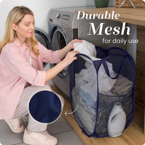 Handy Laundry Collapsible Mesh Laundry Hamper 2-Pack, Blue - color: Blue, 2-PACK