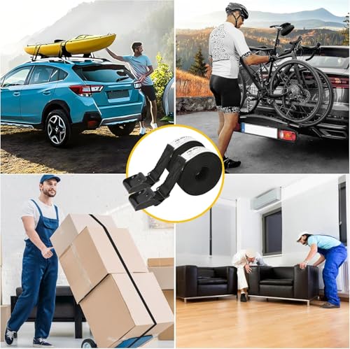 Rugtol Lashing Strap, 1 Inch x 12 Feet Cinch Straps with Adjustable Buckles, 550lb Heavy Duty Secure Straps Easy Pull Tight or Release Black Cargo Tie Down Straps for Kayak Motorcycle Luggage, 12 Pack - size: 1'' x 12FT - 12 Pack