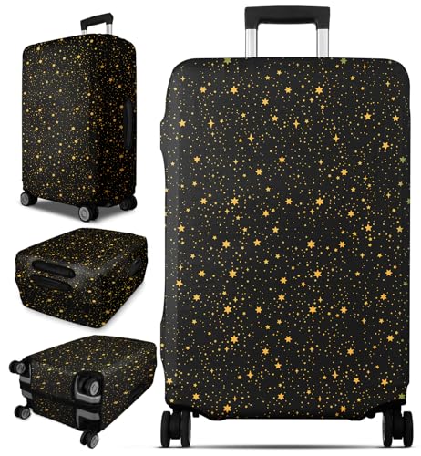 Slohif Luggage Cover for Suitcase Tsa Approved Protector - Black Star Galaxy Night Luggage Sleeve Medium Suit Case Cover Travel Stretch Baggage Case Protective Washable Fit 24-27 Inch - color: Black Star, size: M-(24-27)Inch