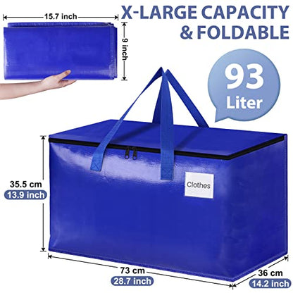 StorageRight Moving Bags, Moving Boxes, 93L 4-Pack Sotrage Bags Totes, Blue - color: Blue, size: 4 Pack