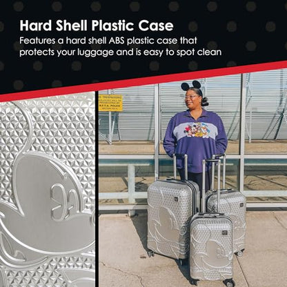 FUL Disney Mickey Mouse 3 Piece Rolling Luggage Set, Silver - color: Mickey Mouse - Silver, size: 22/26/30 Inch