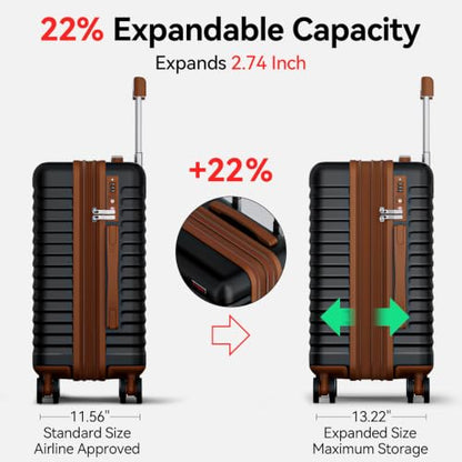 Trunk Luggage, Hardside Checked Suitcase, Black and Brown, 28 in - color: Black+Brown, size: 28in