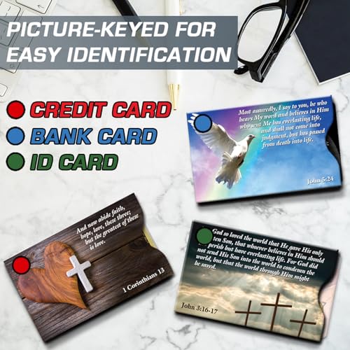 RFID Blocking Credit Card Sleeve Protectors – USA Made Slim Wallet Inserts for Credit Cards, Debit Cards & ID Protection (16, Faith - 16 Pack) - color: Faith - 16 Pack