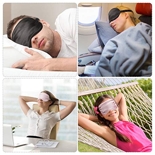 Geyoga Silk Satin Sleep Mask with Ear Plugs, Blindfold,Black, Pink - color: Black, Taro Purple