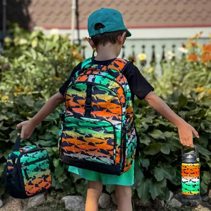 Choco Mocha Dinosaur Backpack Set Kids Backpacks for Boys, Boys Backpack with Lunch Box & Water Bottle, Elementary School Bookbag Age 6-8 17 Inch, Blue - color: Dinosaur Blue