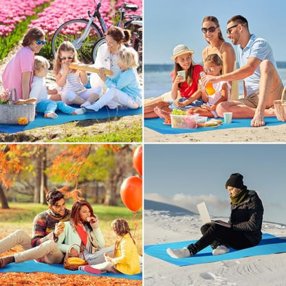 Ainiv Picnic Blanket, Mini Pocket Beach Mat 43.3 x 55.1IN (2-3 People) - color: Blue, size: 43.3 x 55.1''(M for 2-4 person)