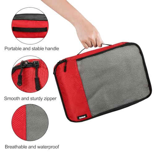 Packing Cubes for Travel,4 Set Packing Cubes for Suitcases,Lightweight Mesh Luggage Organizer Bag with Double Zipper,Red - color: Red