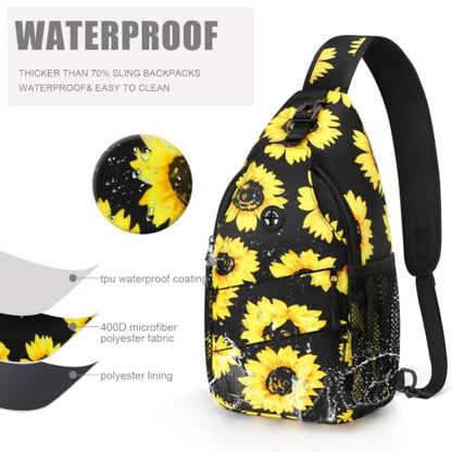 Pritent Crossbody Bags for Women Men Trendy Sling Bag Backpack Casual Chest Bag with Convertible Shoulder Strap - color: Sunflower, size: Medium