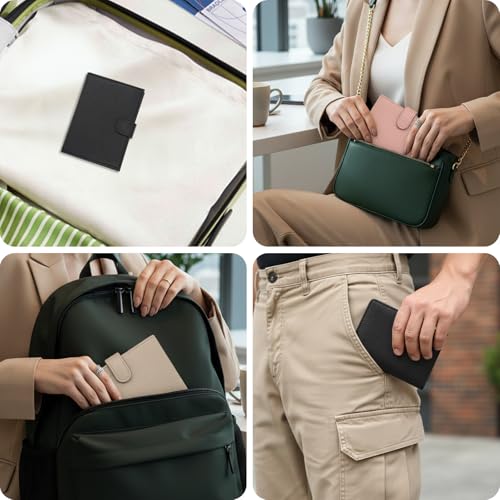 RFID Passport Holder Women Men PU Leather Travel Slim Wallet with Card Holders SIM Slots Zippered Coins Pocket (Black) - color: Black