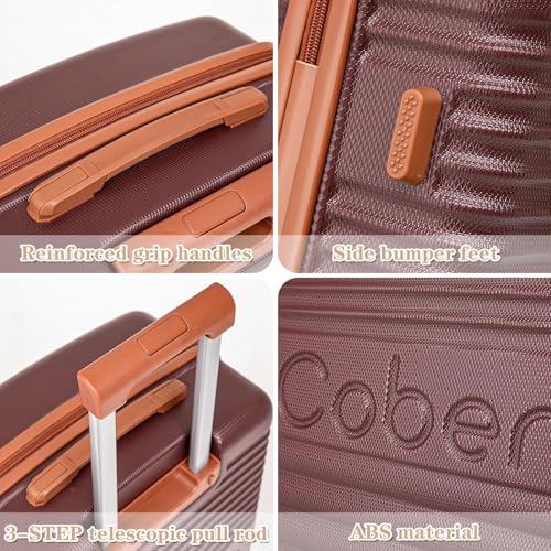 Cobens Carry-on Luggage 22x14x9 Airline Approved, 3 Piece Luggage Sets, Red - color: Red, size: 3 Piece Sets (20/BP/TB)