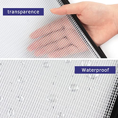 6 Pack Mesh Zipper Pouch Bags, Waterproof Zipper Pouch A4 Size, White - color: White