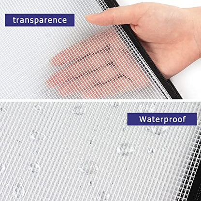 6 Pack Mesh Zipper Pouch Bags, Waterproof Zipper Pouch A4 Size, White - color: White