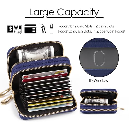 imeetu RFID Credit Card Holder, Small Card Wallet Women, Leather Card Case - color: Max - Cobalt Blue, size: Max