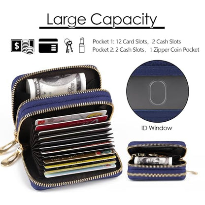 imeetu RFID Credit Card Holder, Small Card Wallet Women, Leather Card Case - color: Max - Cobalt Blue, size: Max