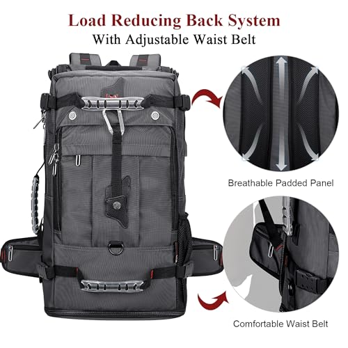 WITZMAN Travel Backpack for Men Duffle Luggage Bag with USB Charging Port - color: Silvery Grey New
