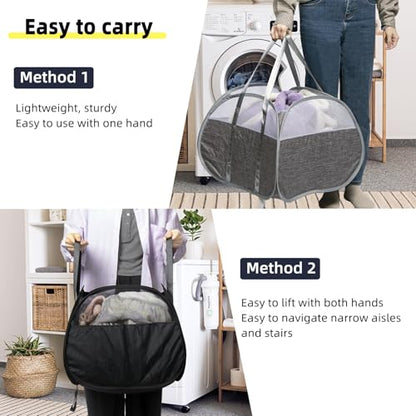 Collapsible Laundry Basket, 90L Tear Proof Mesh Pop-up Hamper - color: Black, size: Square-Tear Proof，1 Pack