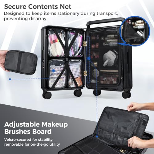 Hododou Rolling Makeup Case Cosmetology Case on Wheels Makeup Luggage Case - color: Black