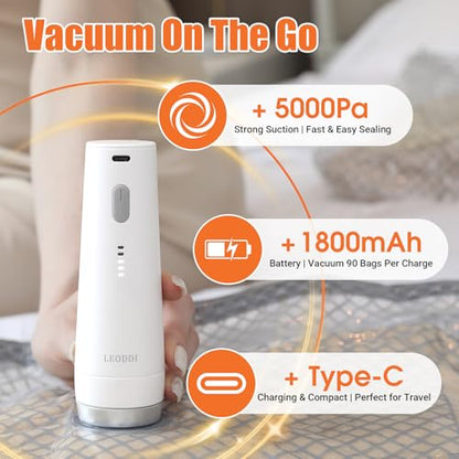 Vacuum Storage Bags for Travel with Cordless Electric Pump, 15 Pack - size: 15 Combo Travel Size