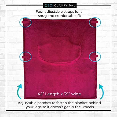 Wheelchair Blanket with Pouch for Adults, Fleece Wrap for Airplane & Train, Packable Nap Travel Accessories (Ruby Red) - color: Ruby Red