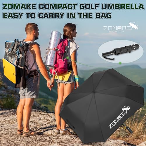 ZOMAKE Travel Umbrella Compact - 10 Ribs Portable Collapsible Umbrellas for Rain Windproof - Paraguas Automatic Small Folding Umbrella Lightweight Packable Umbrella for Women Men - color: Black C
