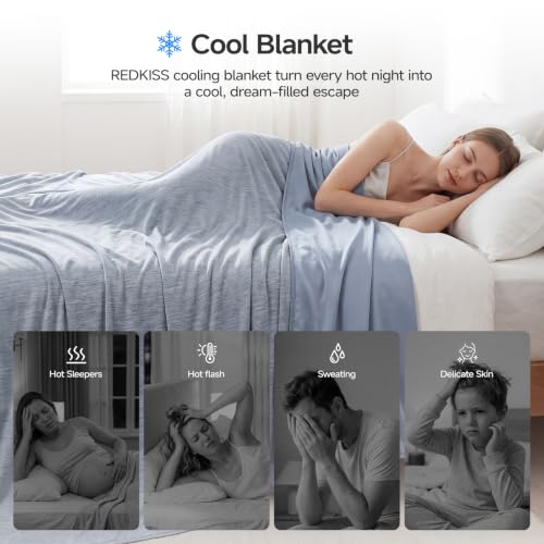 REDKISS Double-Sided Cooling Throw Blanket for Couch, 60" x 80" - color: Blue, size: Twin(60" x 80")