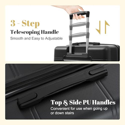Merax 6 Piece Luggage Set,Hardshell Travel Suitcase Set,Black - color: Black, size: 6 Piece(20/24/28/DB/TB)
