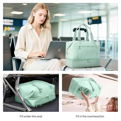 TOPEAST Travel Duffle Bag, Weekender Bags for Women with Shoe Compartment - color: Green