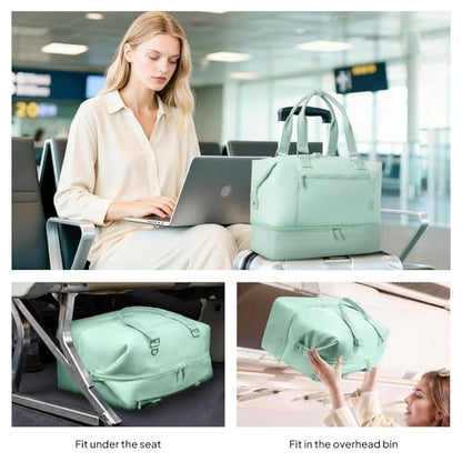 TOPEAST Travel Duffle Bag, Weekender Bags for Women with Shoe Compartment - color: Green