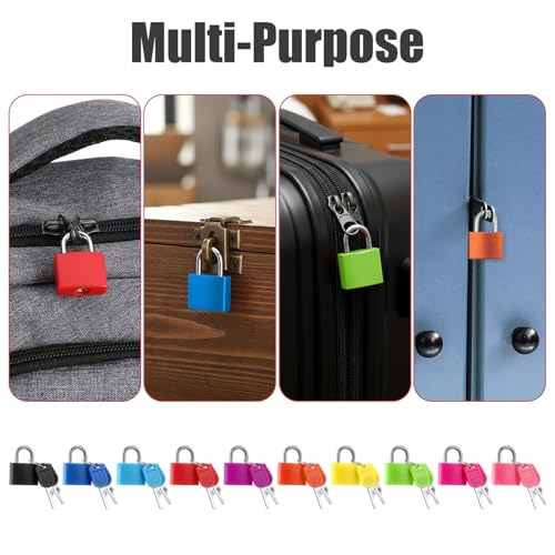 30PCS Luggage Locks with Keys Locker Lock Small Suitcase Lock Metal Padlock for Travel Backpack Box Gym Locker (10 Colors)