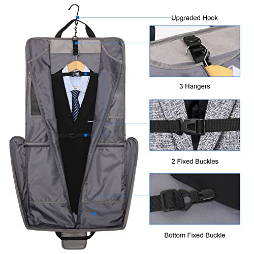 Modoker Carry On Garment Bags for Travel Hanging Clothes Suit Bag Luggage Organizer, Foldable Suit Carrier Gift for Men Women - color: Light Grey